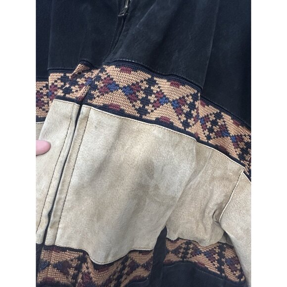 Vintage Adler Leather Jacket Men’s Large Southwestern Aztec Bomber Zip Up 90s - Picture 7 of 13